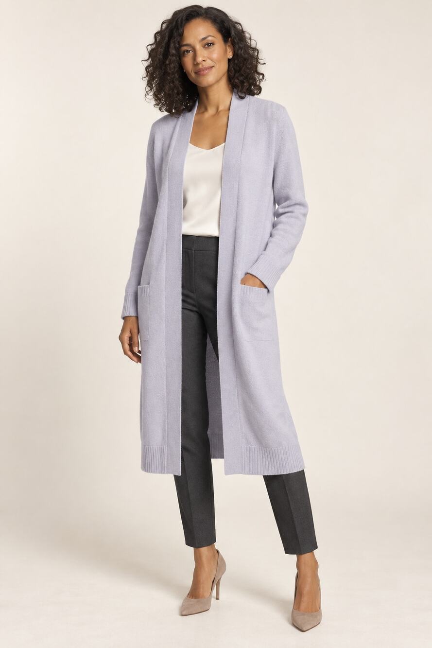 Theory Longline Duster Cardigan Wool Cashmere Light Lilac Size P/XS